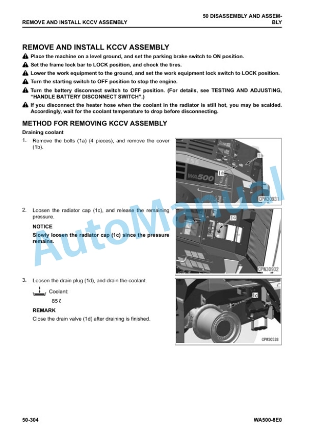 Komatsu WA500-8E0 Wheel Loader Shop Manual SEN06755-01 5 Komatsu WA500-8E0 Wheel Loader Shop Manual SEN06755-01 - Image 5