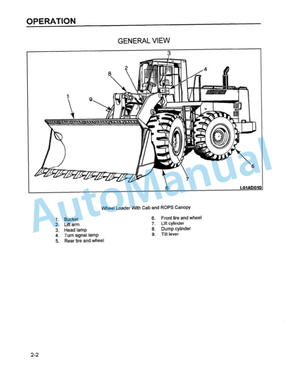 Alternative view of Komatsu WA600-1 Wheel Loader Operation and Maintenance Manual CEAM000800