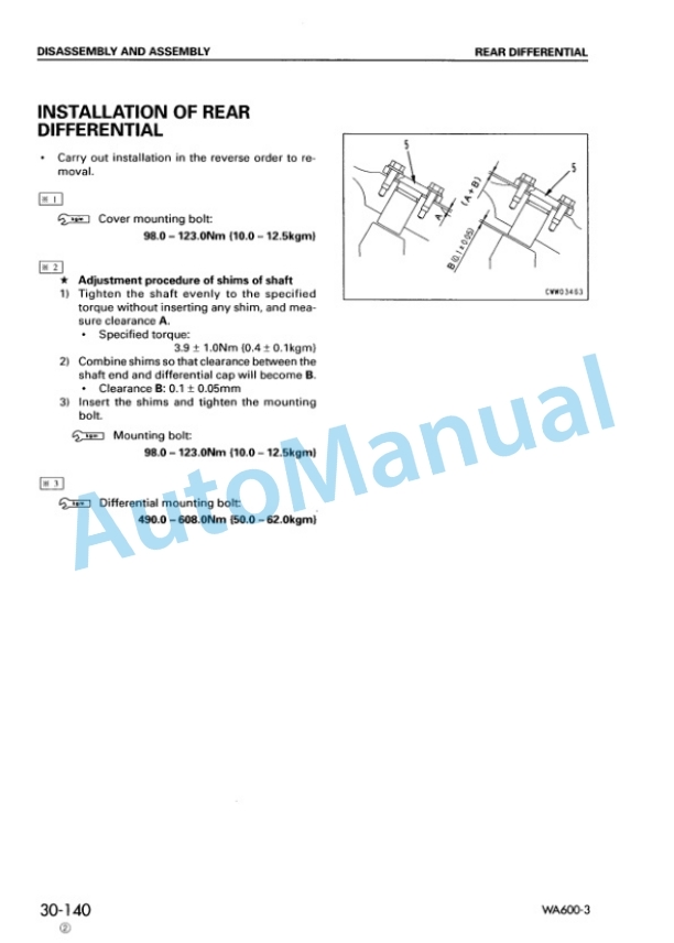 Komatsu WA600-3 Avance Wheel Loader Shop Manual SEBM013220 5 Komatsu WA600-3 Avance Wheel Loader Shop Manual SEBM013220 - Image 5