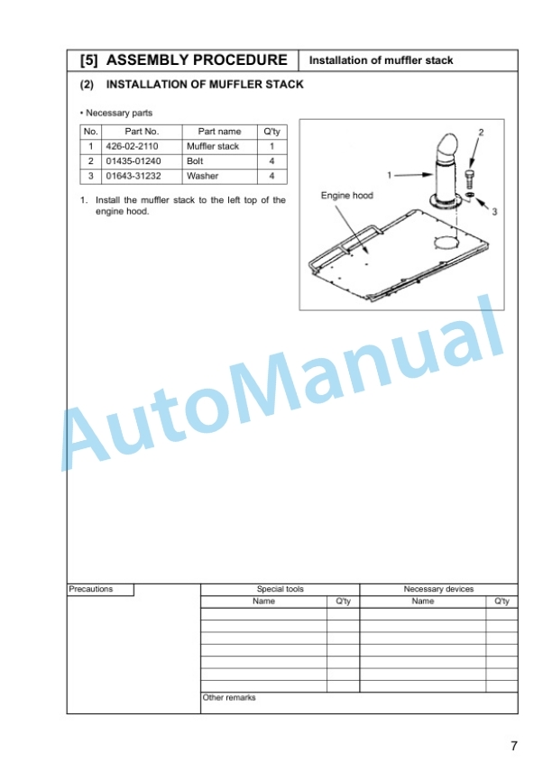 Komatsu WA600-3 Wheel Loader Field Assembly Manual SEAW006000 3 Komatsu WA600-3 Wheel Loader Field Assembly Manual SEAW006000 - Image 3
