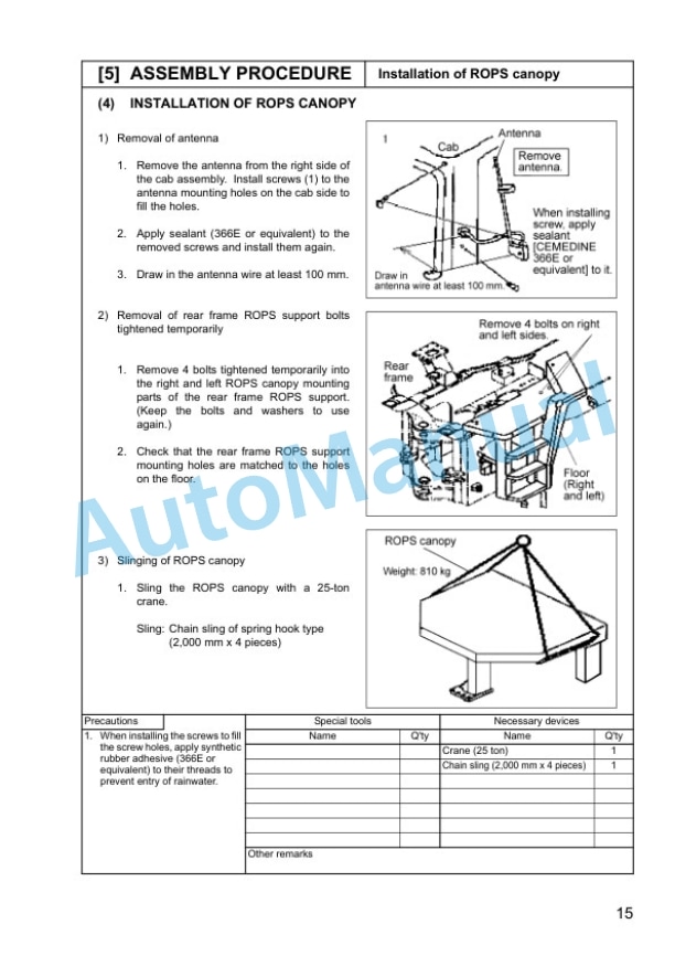 Komatsu WA600-3 Wheel Loader Field Assembly Manual SEAW006000 5 Komatsu WA600-3 Wheel Loader Field Assembly Manual SEAW006000 - Image 5