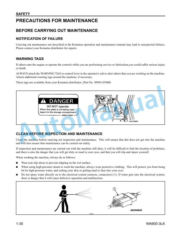 Alternative view of Komatsu WA600-3LK Wheel Loader Operation and Maintenance Manual CEAM008202