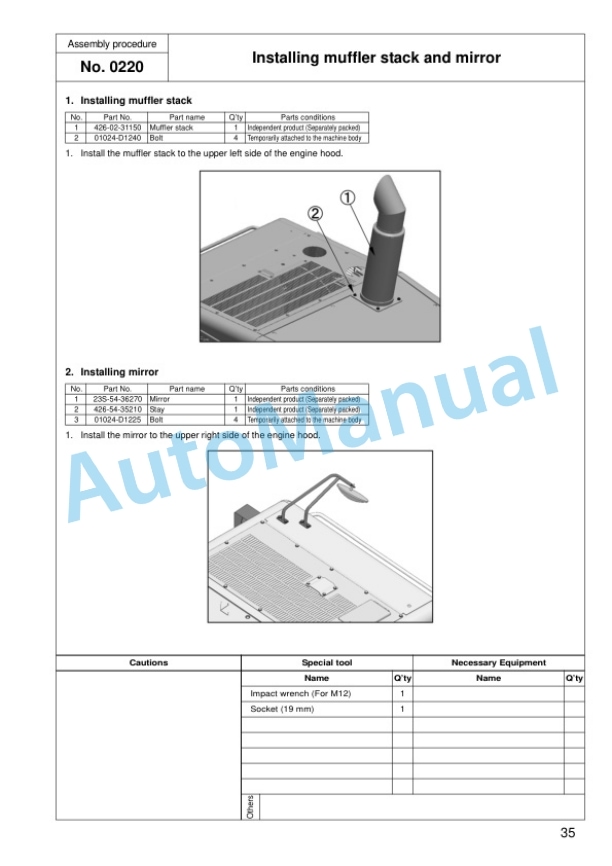 Komatsu WA600-6 Wheel Loader Field Assembly Instruction GEN00036-04 3 Komatsu WA600-6 Wheel Loader Field Assembly Instruction GEN00036-04 - Image 3