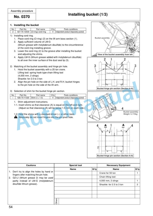 Komatsu WA600-6 Wheel Loader Field Assembly Instruction GEN00036-04 4 Komatsu WA600-6 Wheel Loader Field Assembly Instruction GEN00036-04 - Image 4