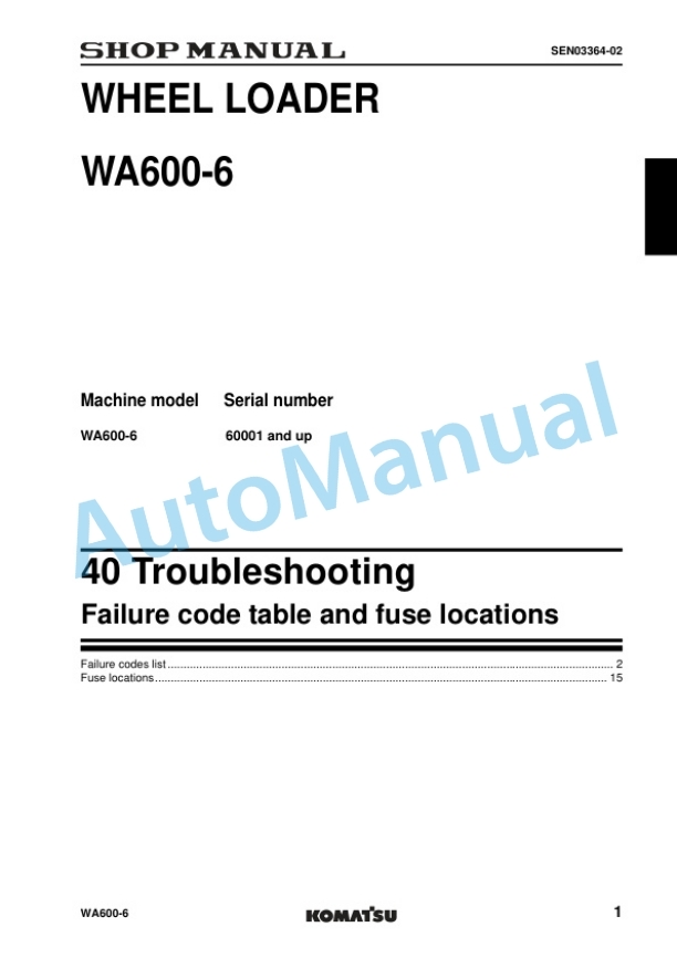 Komatsu WA600-6 Wheel Loader Shop Manual SEN00235-22 3 Komatsu WA600-6 Wheel Loader Shop Manual SEN00235-22 - Image 3