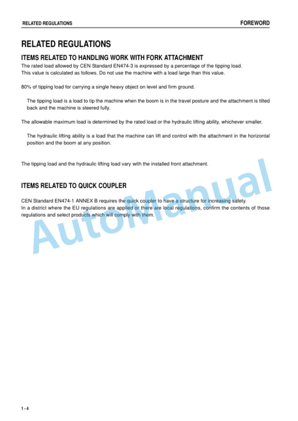 Alternative view of Komatsu WA600-6R Stone Handling Specification Wheel Loader Operation and Maintenance Manual PEN01130-01