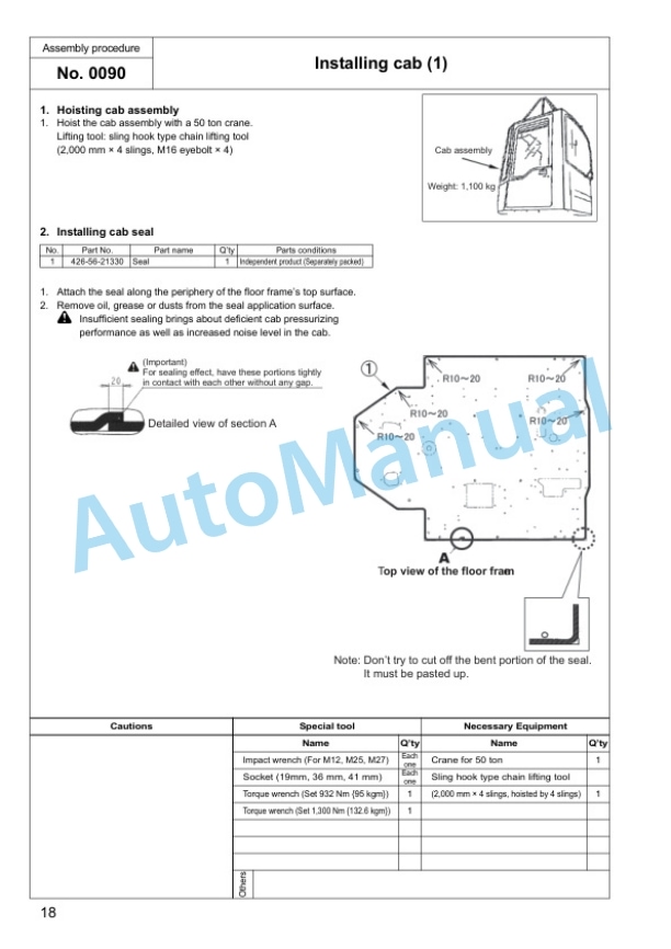 Alternative view of Komatsu WA600-6R Wheel Loader Field Assembly Manual GEN00073-05
