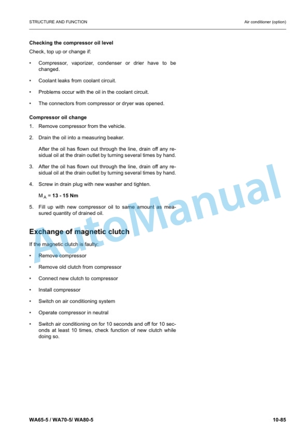 Komatsu WA65-5, WA70-5, WA80-5 Wheel Loader Shop Manual VEBM250100 3 Komatsu WA65-5, WA70-5, WA80-5 Wheel Loader Shop Manual VEBM250100 - Image 3