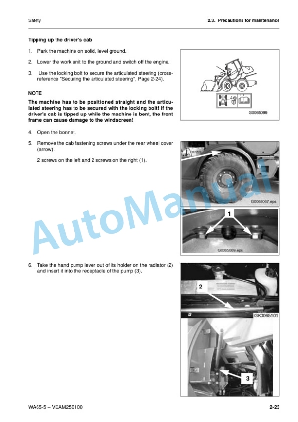 Komatsu WA65-5 Wheel Loader Operation and Maintenance Manual VEAM250100 2 Komatsu WA65-5 Wheel Loader Operation and Maintenance Manual VEAM250100-2