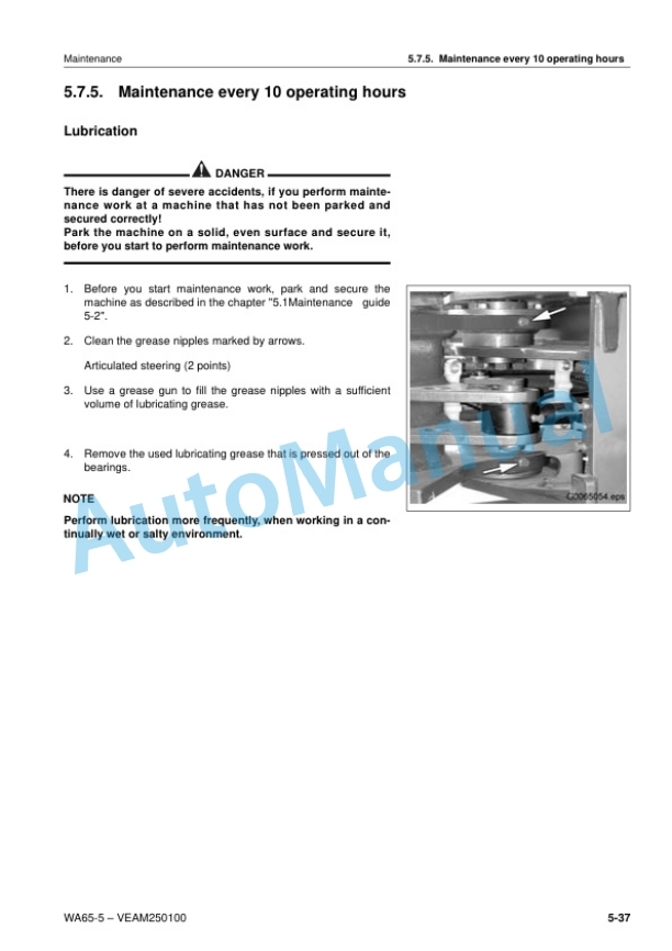Komatsu WA65-5 Wheel Loader Operation and Maintenance Manual VEAM250100 5 Komatsu WA65-5 Wheel Loader Operation and Maintenance Manual VEAM250100-5