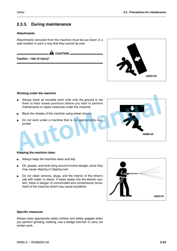 Alternative view of Komatsu WA65-5 Wheel Loader Operation and Maintenance Manual VEAM250102