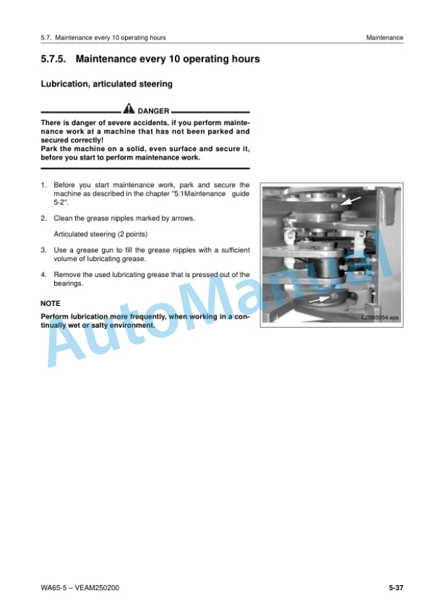 Komatsu WA65-5 Wheel Loader Operation and Maintenance Manual VEAM250200 5 Komatsu WA65-5 Wheel Loader Operation and Maintenance Manual VEAM250200 - Image 5