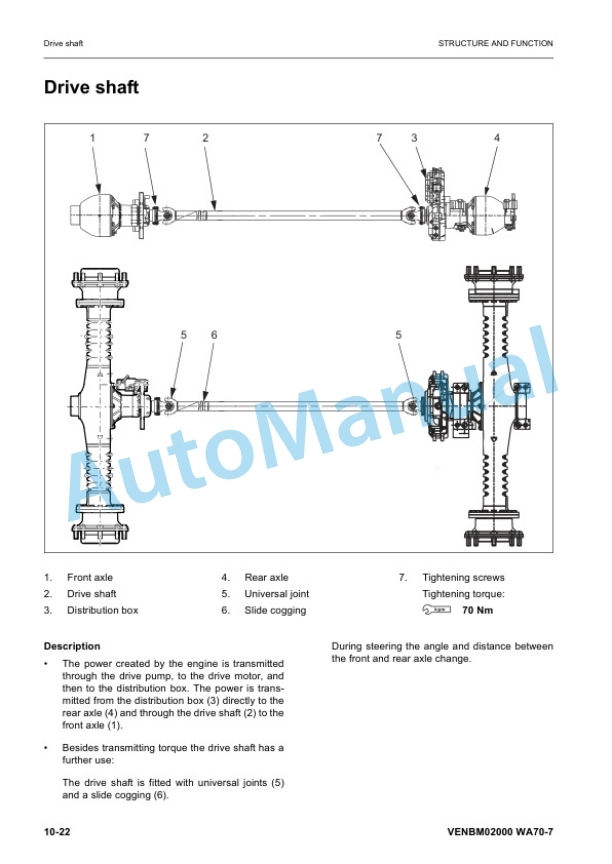 Alternative view of Komatsu WA70-7 Wheel Loader Shop Manual VENBM02000