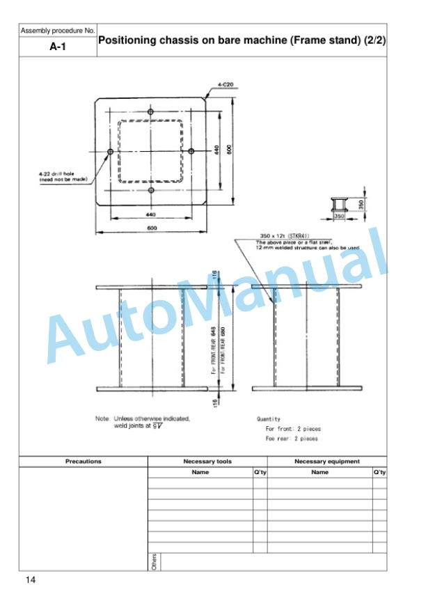 Alternative view of Komatsu WA700-3 Wheel Loader Field Assembly Manual GEN00038-04
