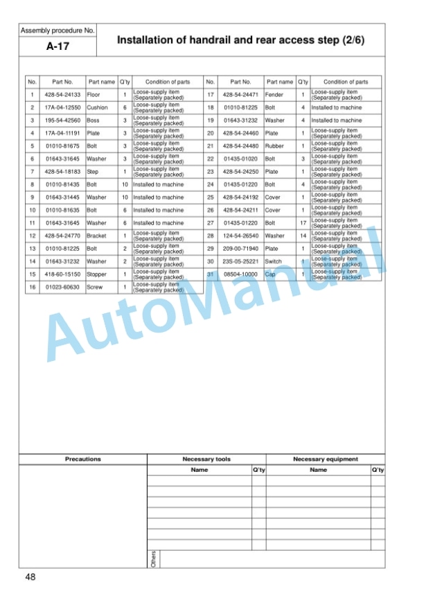 Komatsu WA700-3 Wheel Loader Field Assembly Manual GEN00038-04 4 Komatsu WA700-3 Wheel Loader Field Assembly Manual GEN00038-04 - Image 4