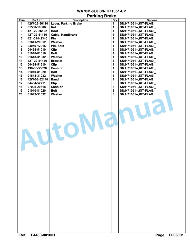 Komatsu WA70M-8E0 Parts Manual WA00043H 2 Komatsu WA70M-8E0 Parts Manual WA00043H-2