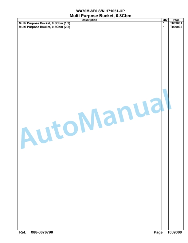 Komatsu WA70M-8E0 Parts Manual WA00043H 5 Komatsu WA70M-8E0 Parts Manual WA00043H-5