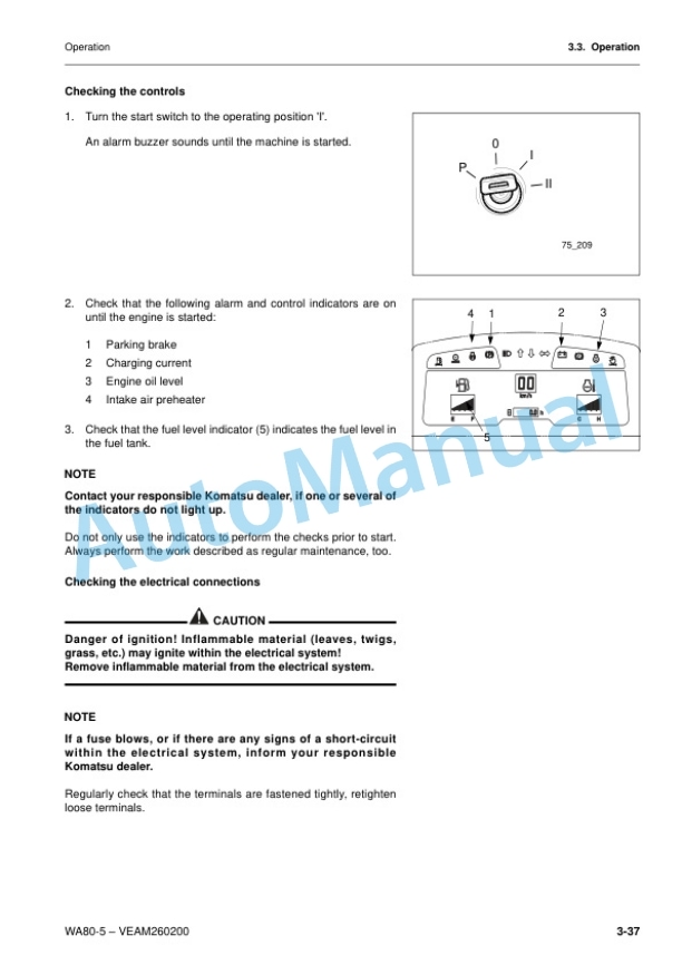 Komatsu WA80-5 Wheel Loader Operation and Maintenance Manual VEAM260200 3 Komatsu WA80-5 Wheel Loader Operation and Maintenance Manual VEAM260200 - Image 3