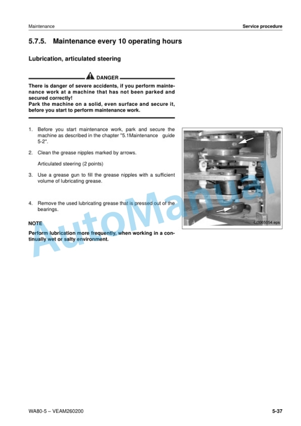 Komatsu WA80-5 Wheel Loader Operation and Maintenance Manual VEAM260200 5 Komatsu WA80-5 Wheel Loader Operation and Maintenance Manual VEAM260200 - Image 5