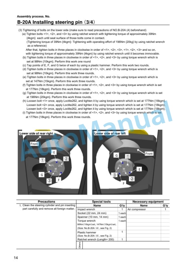 Alternative view of Komatsu WA800-3 Wheel Loader Field Assembly Instruction GEN00018-01