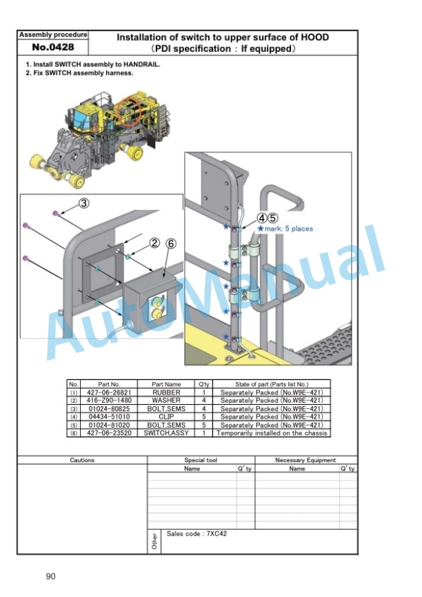 Komatsu WA800-3E0, WA900-3E0 Wheel Loader Field Assembly Instruction GEN00056-15 4 Komatsu WA800-3E0, WA900-3E0 Wheel Loader Field Assembly Instruction GEN00056-15 - Image 4