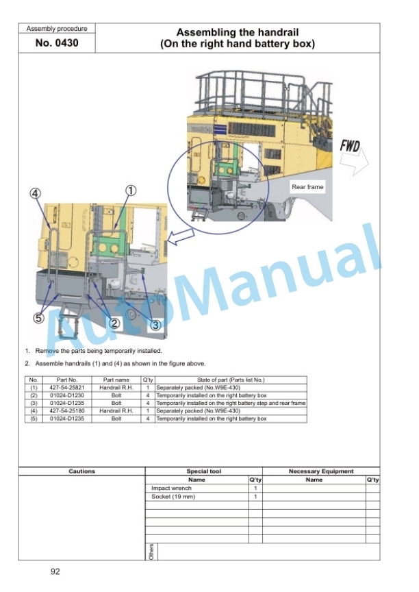 Komatsu WA800-3E0, WA900-3E0 Wheel Loader Field Assembly Manual GEN00056-17 4 Komatsu WA800-3E0, WA900-3E0 Wheel Loader Field Assembly Manual GEN00056-17 - Image 4