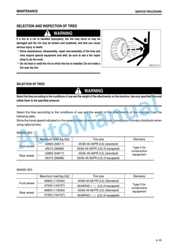 Komatsu WA800-3E0, WA900-3E0 Wheel Loader Operation and Maintenance Manual PEN00154-02 5 Komatsu WA800-3E0, WA900-3E0 Wheel Loader Operation and Maintenance Manual PEN00154-02 - Image 5