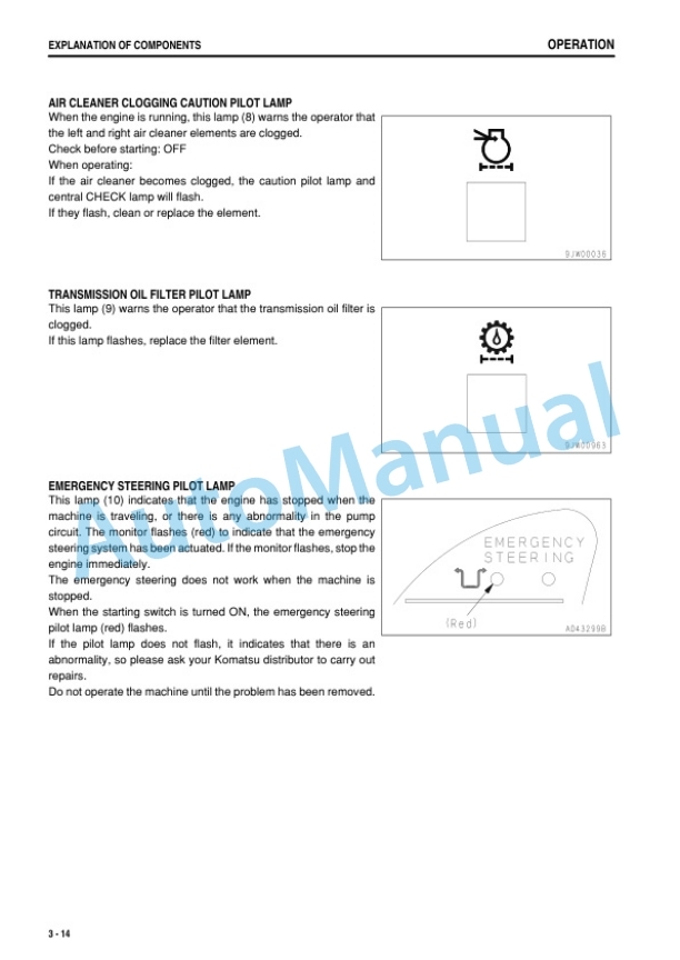 Alternative view of Komatsu WA800-3E0, WA900-3E0 Wheel Loader Operation and Maintenance Manual TEN00611-00