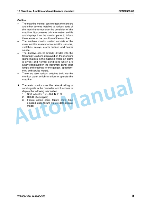 Alternative view of Komatsu WA800-3E0, WA900-3E0 Wheel Loader Shop Manual SEN02034-18