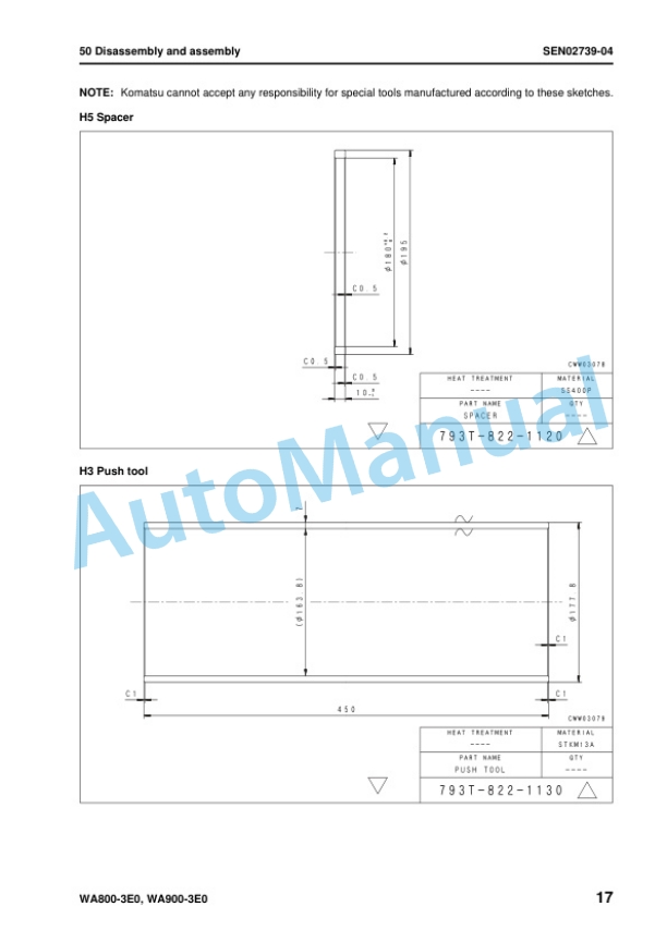 Komatsu WA800-3E0, WA900-3E0 Wheel Loader Shop Manual SEN02034-24 5 Komatsu WA800-3E0, WA900-3E0 Wheel Loader Shop Manual SEN02034-24 - Image 5