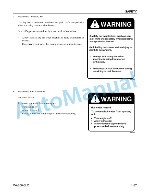 Alternative view of Komatsu WA800-3LC Wheel Loader Operation and Maintenance Manual CEAM004101