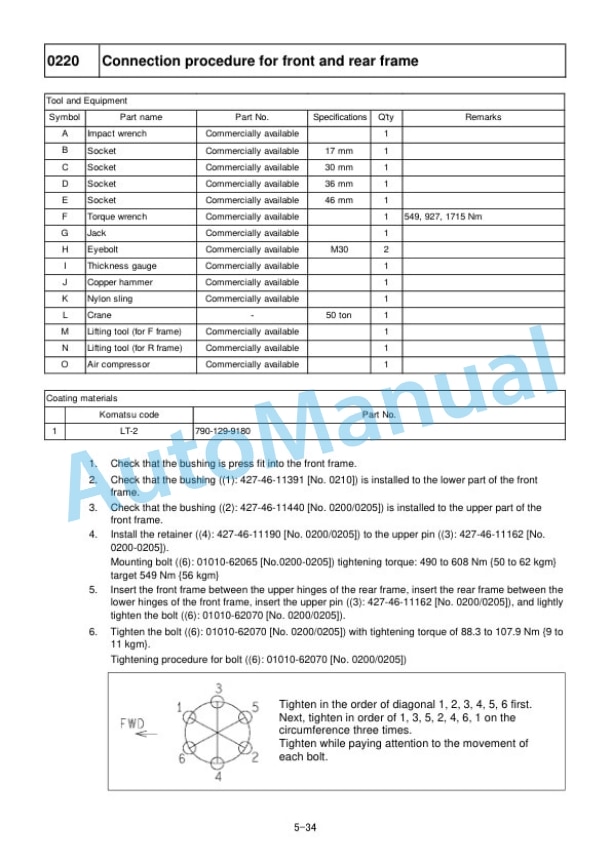 Alternative view of Komatsu WA800-8, WA900-8 Wheel Loader Field Assembly Manual GEN00211-06