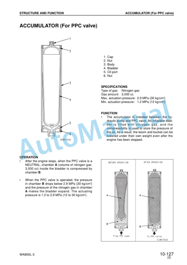 Alternative view of Komatsu WA800L-3 Wheel Loader Shop Manual SEBM035607
