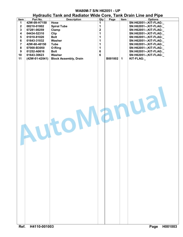 Komatsu WA80M-7 Parts Manual WA00002H 3 Komatsu WA80M-7 Parts Manual WA00002H-3