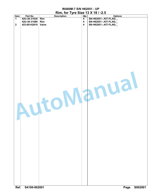 Komatsu WA80M-7 Parts Manual WA00002H 5 Komatsu WA80M-7 Parts Manual WA00002H-5