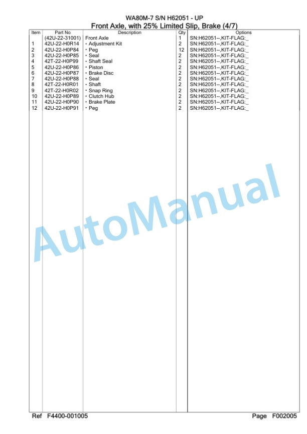 Komatsu WA80M-7 Wheel Loader Parts Manual WA00002H 2 Komatsu WA80M-7 Wheel Loader Parts Manual WA00002H-2