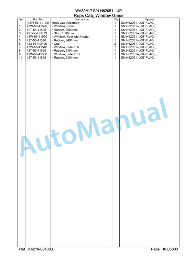 Komatsu WA80M-7 Wheel Loader Parts Manual WA00002H 4 Komatsu WA80M-7 Wheel Loader Parts Manual WA00002H-4