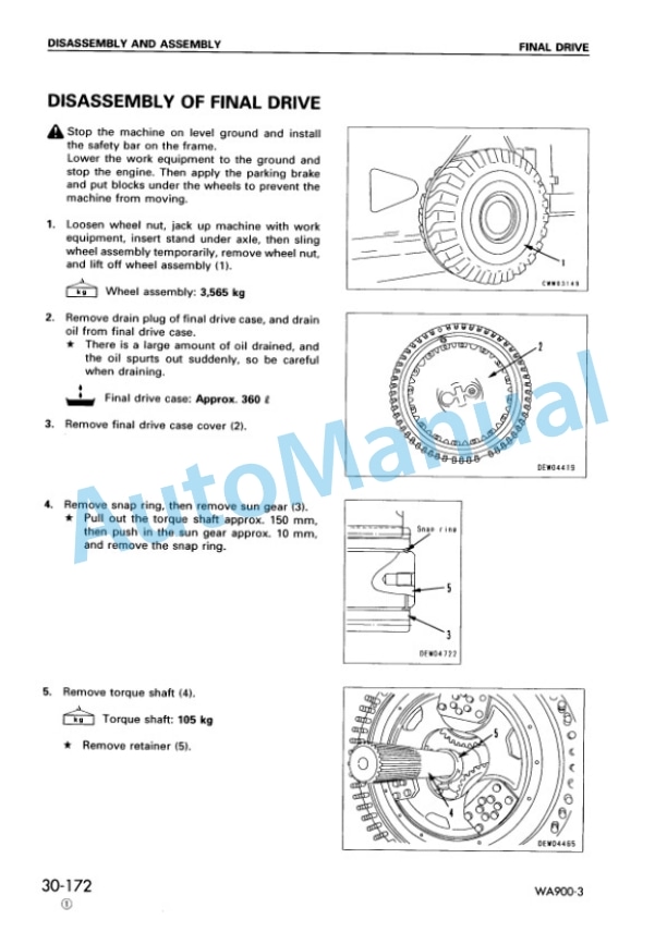 Komatsu WA900-3 Avance Wheel Loader Shop Manual SEBM013516 5 Komatsu WA900-3 Avance Wheel Loader Shop Manual SEBM013516 - Image 5