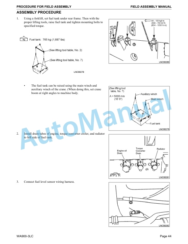 Komatsu WA900-3LC Wheel Loader Field Assembly Instruction CEAW000200 3 Komatsu WA900-3LC Wheel Loader Field Assembly Instruction CEAW000200 - Image 3