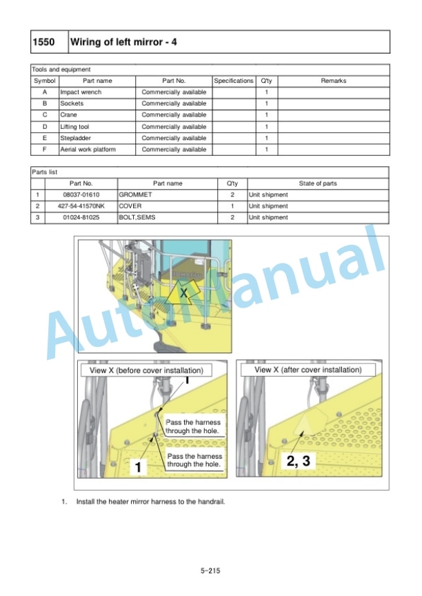 Komatsu WA900-8R Wheel Loader Field Assembly Instruction GEN00206-00 5 Komatsu WA900-8R Wheel Loader Field Assembly Instruction GEN00206-00 - Image 5