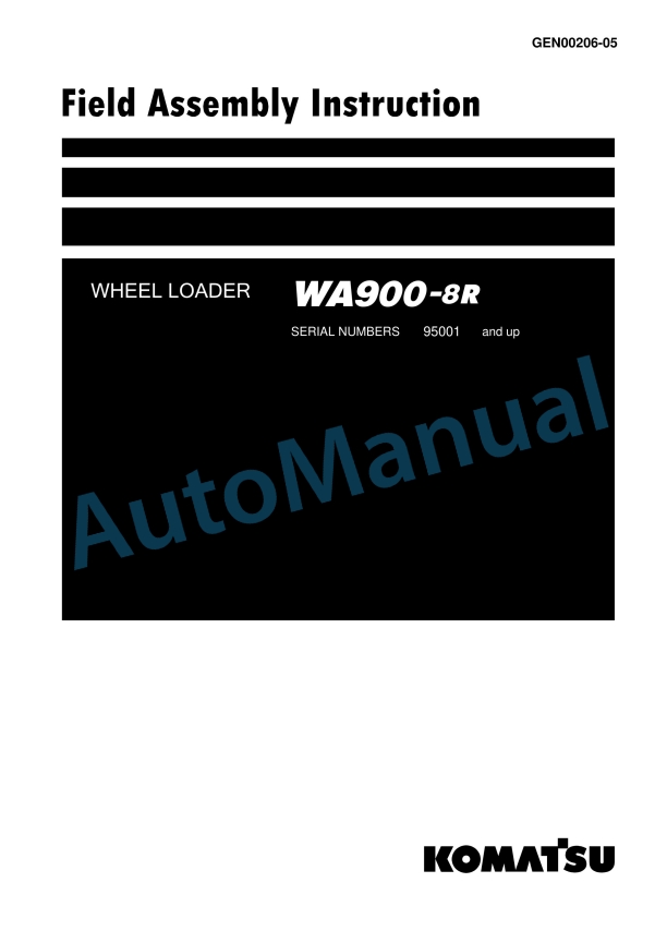 Komatsu WA900-8R Wheel Loader Field Assembly Manual GEN00206-05