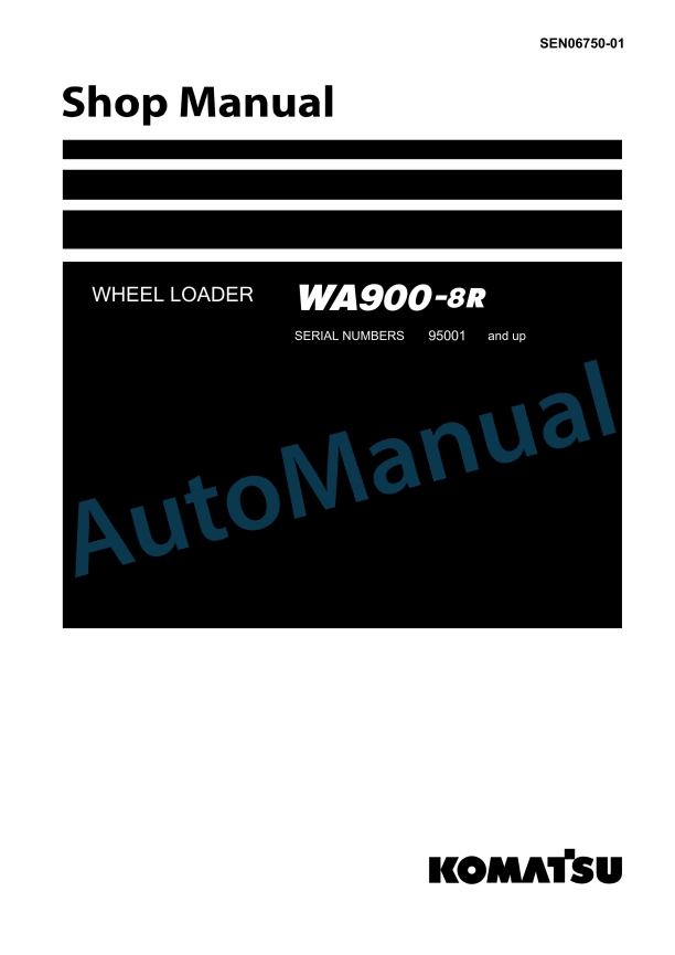 Komatsu WA900-8R Wheel Loader Shop Manual SEN06750-01