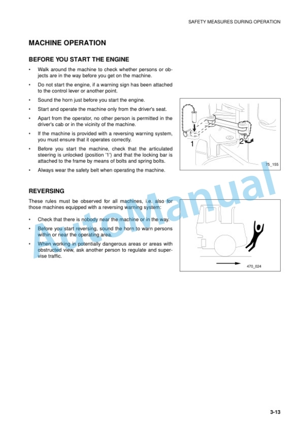 Alternative view of Komatsu WA95-3 Wheel Loader Operation and Maintenance Manual VEAM980800