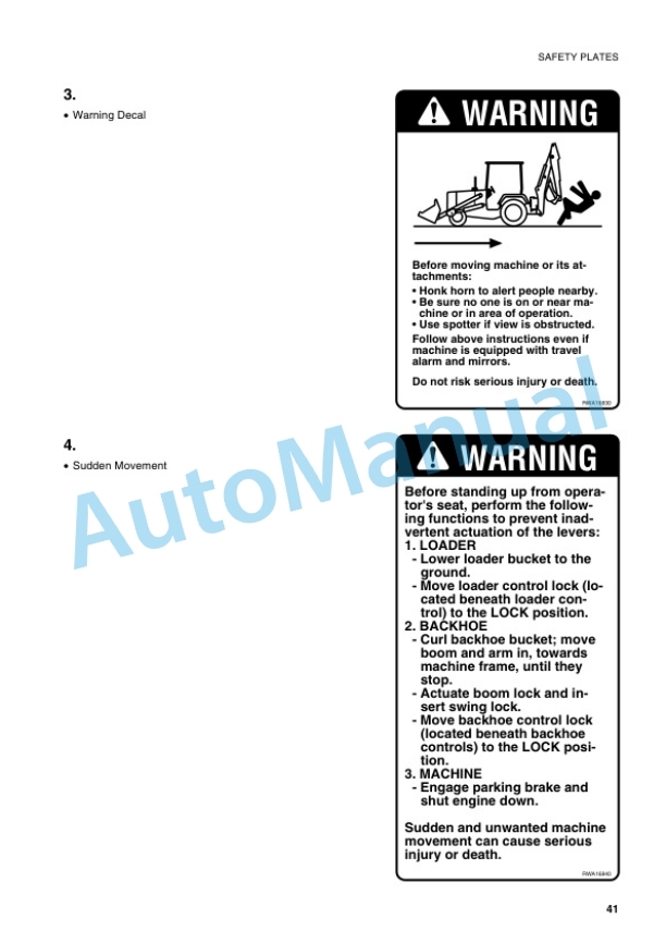 Alternative view of Komatsu WB140-2, WB150-2 Backhoe Loader Operation and Maintenance Manual WEAM000903