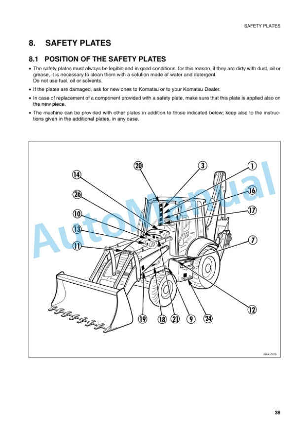 Alternative view of Komatsu WB140PS-2, WB150PS-2 Backhoe Loader Operation and Maintenance Manual WEAM002201