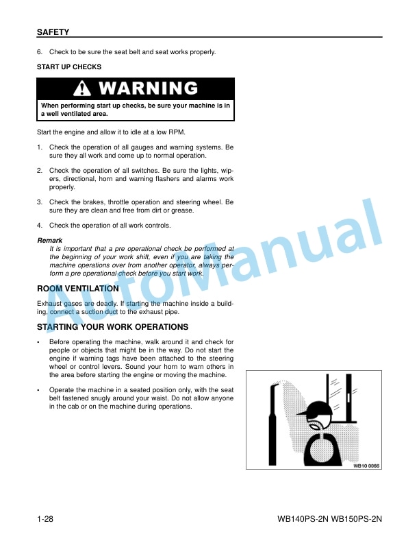 Alternative view of Komatsu WB140PS-2N, WB150PS-2N Backhoe Loader Operation and Maintenance Manual CEAM012602