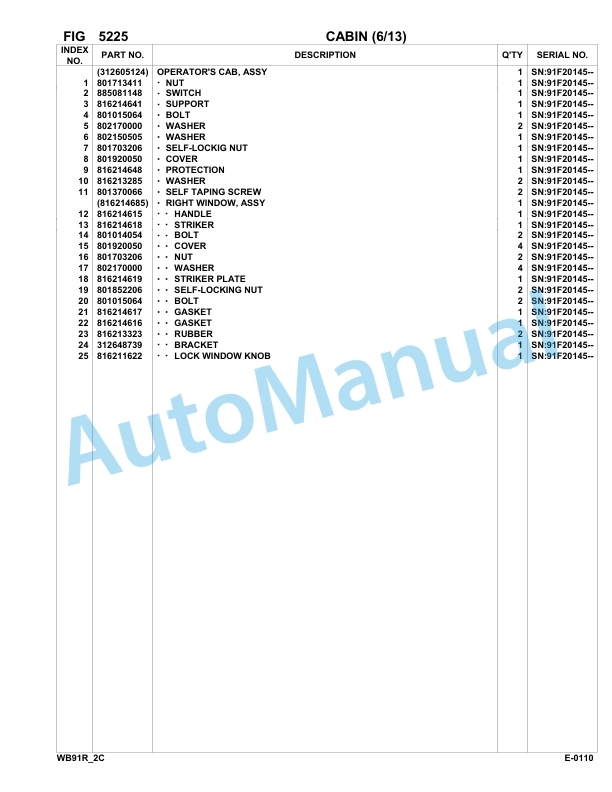Komatsu WB91R-2 Backhoe Loader Parts Manual 91F20145-up 3 Komatsu WB91R-2 Backhoe Loader Parts Manual 91F20145-up-3
