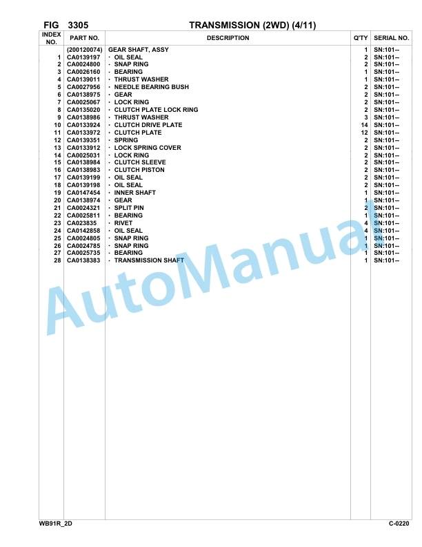 Komatsu WB91R-2 Backhoe Loader Parts Manual 91F20250-up 2 Komatsu WB91R-2 Backhoe Loader Parts Manual 91F20250-up-2