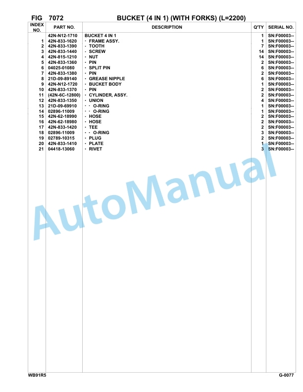 Komatsu WB91R-5 Backhoe Loader Parts Manual F00003-up 5 Komatsu WB91R-5 Backhoe Loader Parts Manual F00003-up-5