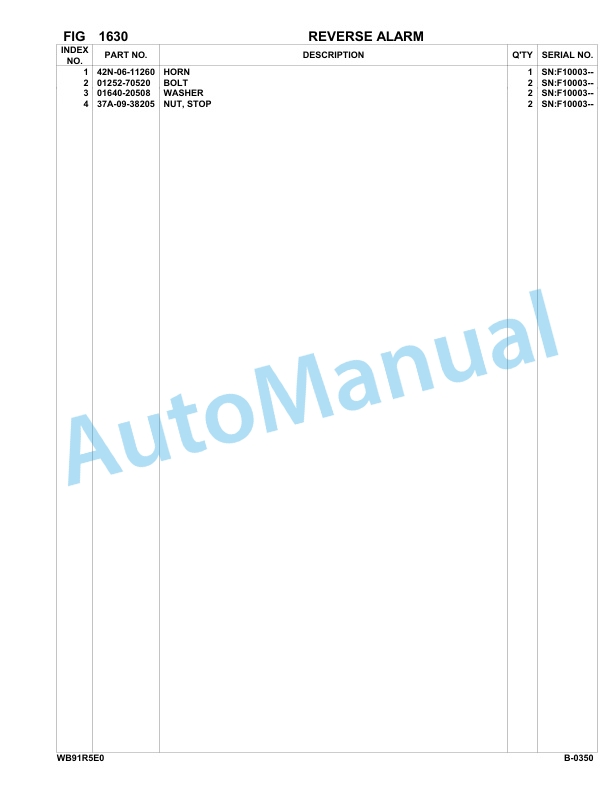 Komatsu WB91R-5E0 Backhoe Loader Parts Manual F10003-UP 2 Komatsu WB91R-5E0 Backhoe Loader Parts Manual F10003-UP-2